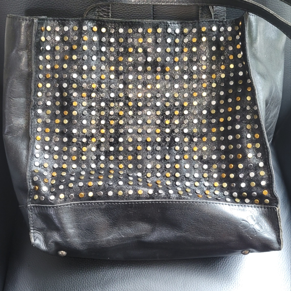 Patricia Nash Stud Tote Leather Nubuc Studded Front North South Handbag Purse